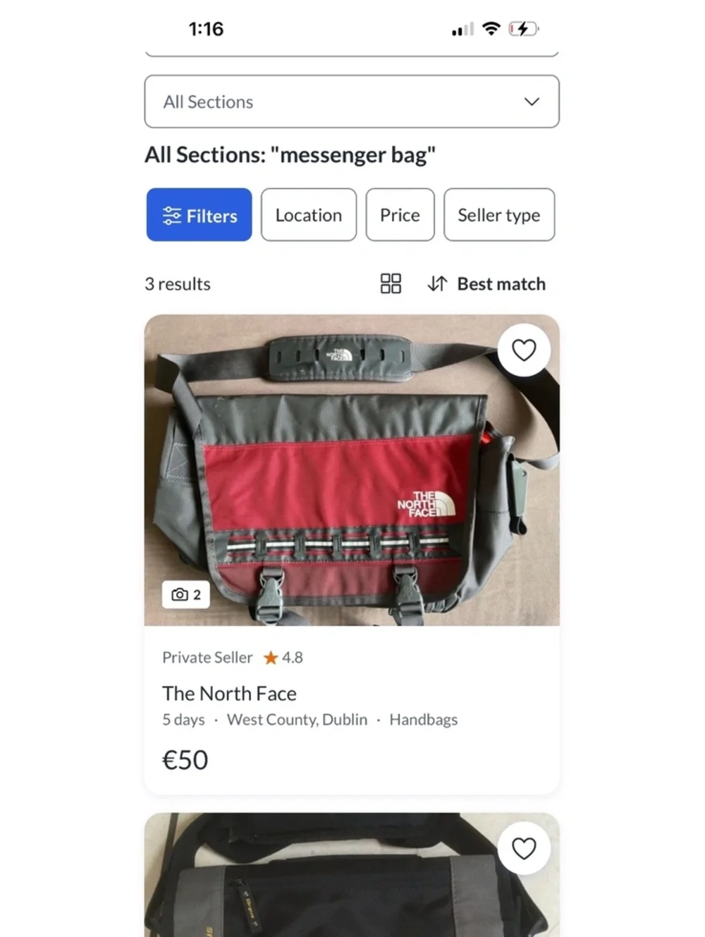 The North Face Red and Gray Messenger Bag